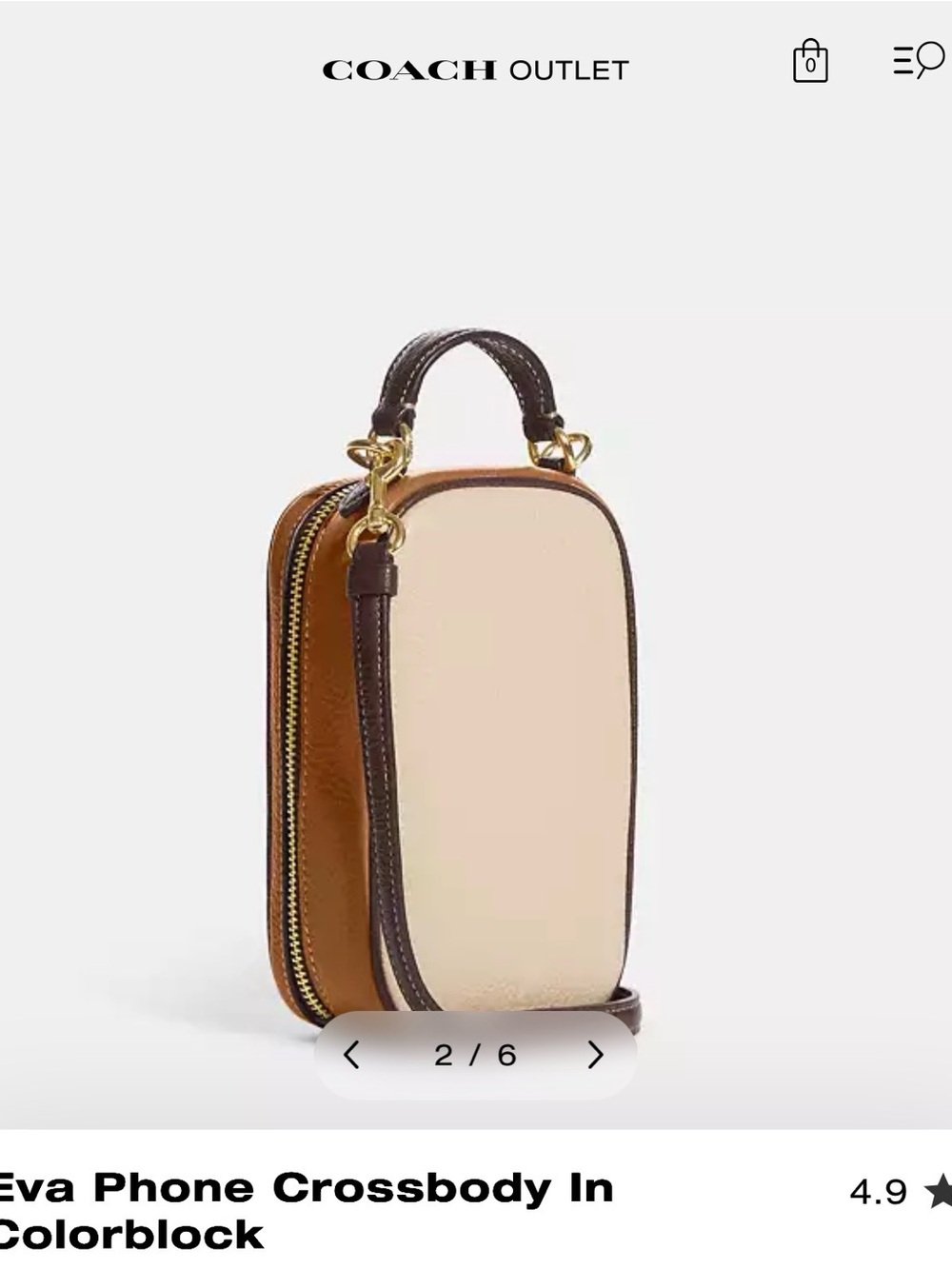 Coach Colorblock Eva Phone Crossbody in Cream and Brown - Picture 5 of 9